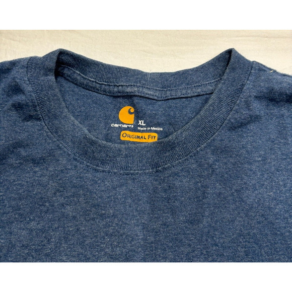 Carhartt T-Shirt Blue Spell Out Men's Size XL Crew Neck Short Sleeve - Picture 5 of 6